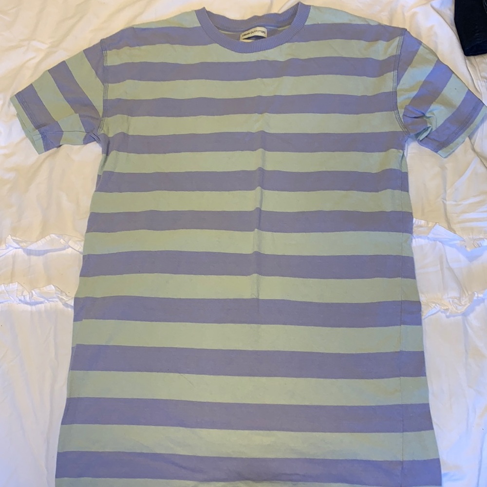 Lilac and mint striped t shirt dress